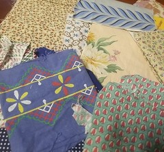 Quilting Fabric Scraps, Cotton, Some Feedsack, Assorted Quilting Fabric Lot