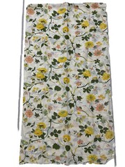 Vintage 70s Groovy Earth Floral Hippie Flowers Sheer Fabric Loomskill Inc 80”x44