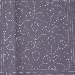 Patchwork Quilting Sewing Fabric Sashiko Botanical Navy Panel 50x110cm