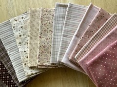 NEW 15 Piece Fat Quarter BUNDLE All Quilters Fabric In Browns And Pinks