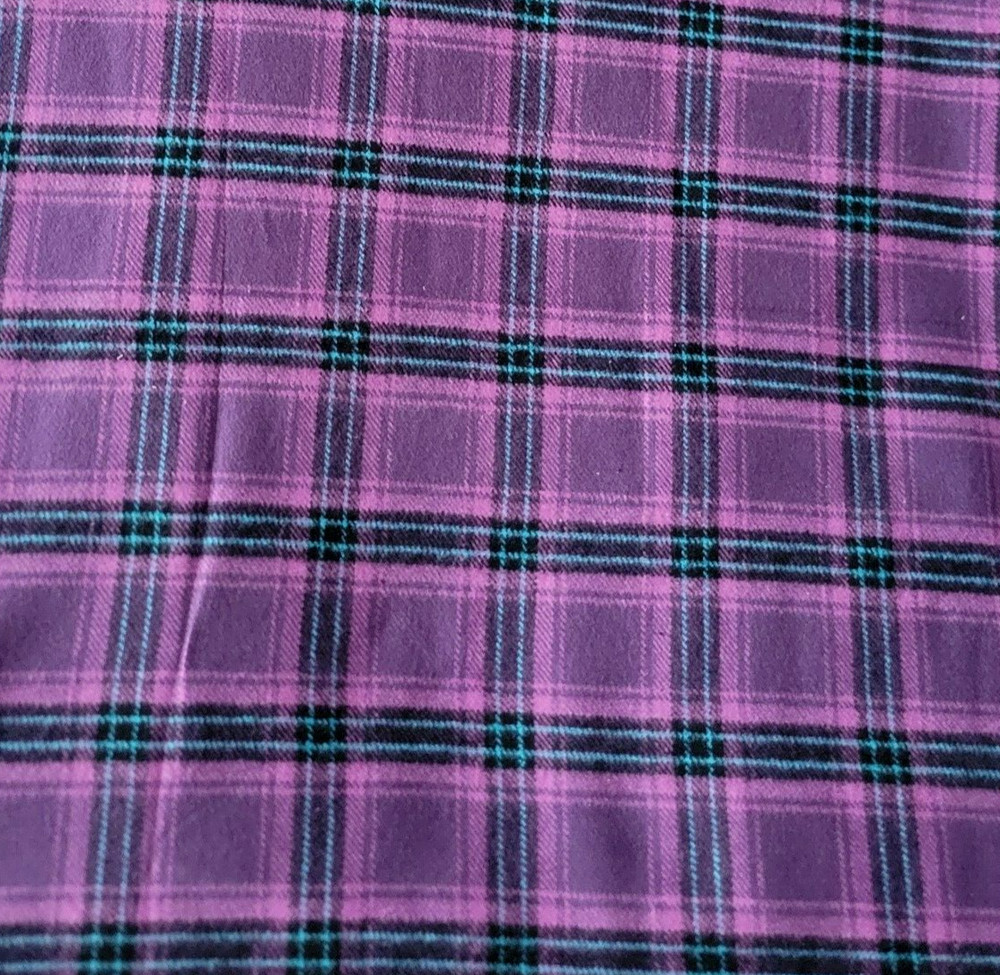 Warm Purple & Aqua Plaid Primo Cotton Flannel Shirting – So Cozy & Soft!