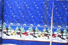 1 yd 100% Cotton Double Border Christmas Snowmen & Snowflakes by M & M Fabrics