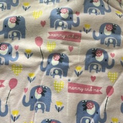 1 3/8 Yards Pink Elephants Flannel Fabric Mommy And Me Pink Lavender Hearts
