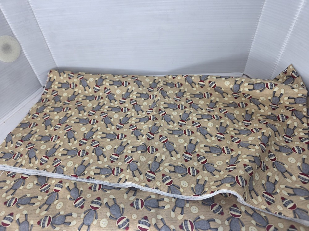 Sock Monkey Fabric 1.33 Yards 2011 Brother Sister Design Studio Cotton 48″ Tan