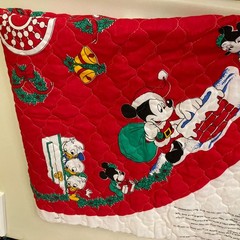 Vtg Disney Mickey & Friends Fabric Panel To Make Quilted Tree Skirt & Coasters.