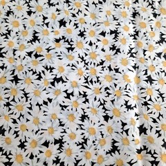 VTG Ameritex Daisies Allover Cotton Fabric 3.5 Yards X 44″ Black & White Floral