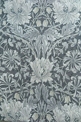WILLIAM MORRIS CURTAIN FABRIC DESIGN Pure Honeysuckle & Tulip 3.7 MTRS BLACK INK