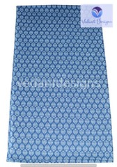 5 Yard Cotton Blue Hand Block Indigo Print Fabric Natural Dyes Indian