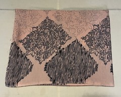 Peach Fabric With Distinctive Design In Black And Grey 4Y By 60” Approximately