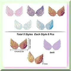 Iridescent Angel Wings Patch Set 40 Fabric Pieces