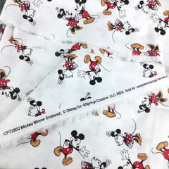 Disney Fabric White Mickey Minnie Scattered Allover Springs Creative – 2.5 Yards