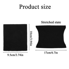 Black 4×3.7 Inch Cotton Stretch Knit Rib Cuff Tubular Jacket Extension