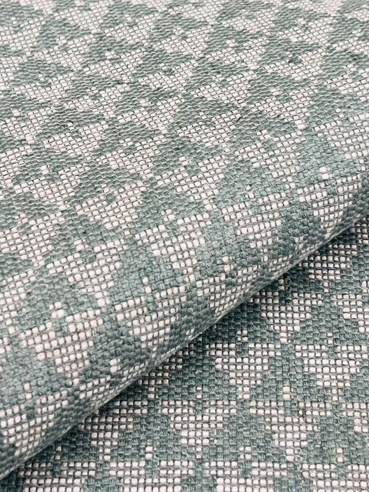 Schumacher Geometric Triangle Weave Uphol Fabric- Evans / Seaglass 5.35 yd 71182