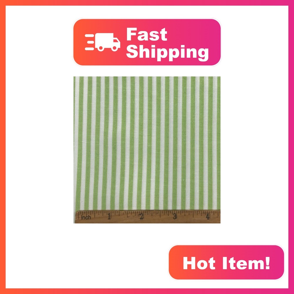 Generic Lemon Green Striped Fabric 1 Yard Pre Cut