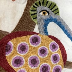 CLARANCE HOUSE Signature Whimsical POLLY BIRDS Crewel Fabric Sample 26”x26”