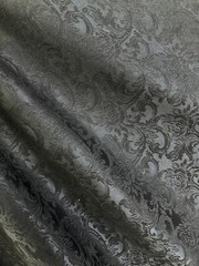 BLACK Damask Floral Upholstery Drapery Brocade Fabric (110 in.) Sold By The Yard