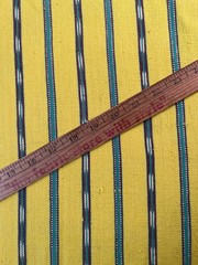 Fabric Vintage Yellow Stripe Guatemalan Handwoven Ikat on Treadle Loom 12 x 35″W