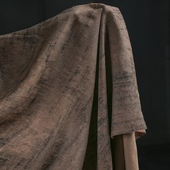 Brown Coffee Colored Distressed Texture Cotton Linen Retro Clothing Fabric