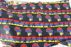 African Wax Print, Elephant, Map & Zebra Lot of 7 Remnants Mix Lot Cotton Fabric