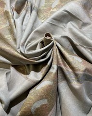 Vtg BTY Texoprint Netherlands Drapery Fabric Floral Satin Finish W/Gold Art Deco