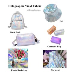 11.8″X53″ Holographic Faux Leather Fabric, Mirror Reflective Vinyl for DIY Hair