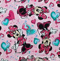 BonEful Fabric FQ Cotton Quilt Pink White Heart Disney Minnie Mouse Dress Girl L
