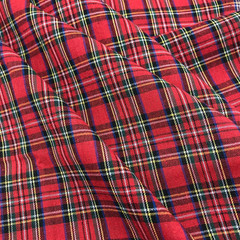 Red Tartan Plaid Fabric 130GSM Cotton for Sewing Holiday Decor Homespun Rag