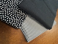 Lot of 3 Black White POLKA DOT COTTON FABRICS 1/4 YD & 2 FQ NEW Quilt Sew Doll