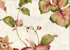 4.25 Yds Mill Creek Fabric Cream Burgundy Green Damask Drapery Upholstery