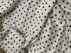 Vintage Black Polka Dots White Fabric 43” X 75” 2 Yards Polyester ? Craft Dot