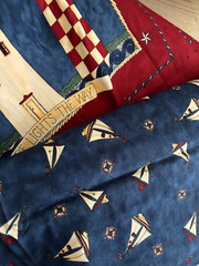 3.8 YD 42X138 MODA Deb Strain LIGHTHOUSE CAPE LIBERTY Quilt Fabric RED BLUE Sail