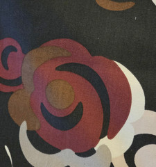 Black Burgundy and Tan Floral Home Décor Fabric