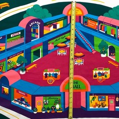 Vintage Shopping Mall Stores Kids Playmat Cranston Cotton Fabric Panel 44×29