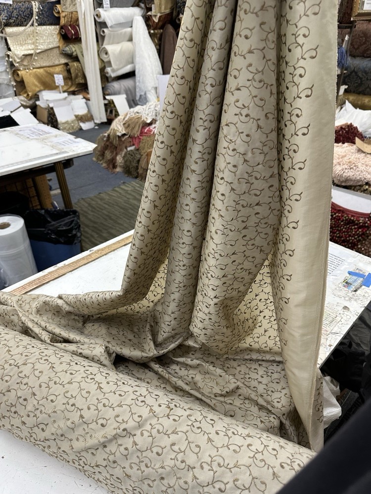 FAUX SILK FLOWERS EMBROIDERED~DRAPERY UPHOLSTERY Sold By The Yard