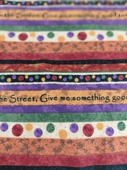 Happy Haunters Cotton Fabric Kelly Mueller Red Rooster Trick or Treat Stripe