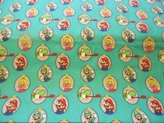 Super Mario Badge Green Cotton Fabric 1 Fat Quarter Nintendo Luigi Princess
