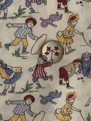 *OOP*Aunt Grace scrap bag/Judie Rothermel 2006 “children playing” FQ