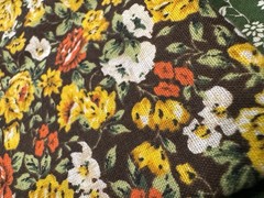 BROWN YELLOW ORANGE Green 1940s FLORAL 100% COTTON FABRIC Feedsack Feel 1 yd