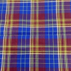 Vintage Cotton Blend Fabric Blue Burgundy Purple Yellow Plaid BT Half Y #11