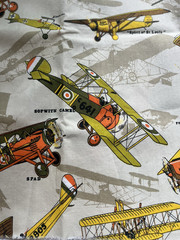 House N Home Fabric & Draperies Vintage Airplane Curtain Fabric Approx 1.25 Yd