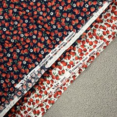 Lot Vintage Cranston Fabric Mini Strawberries Ditzy Fruit Print