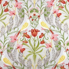 Covington GUINEVERE Bird Floral Pastel Pink MIST Linen Drapery Pillow Fabric BTY