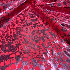 Animal Print Metallic Vibrant Red Snake Fabric 50″ wide Swimsuit Spandex By Yard
