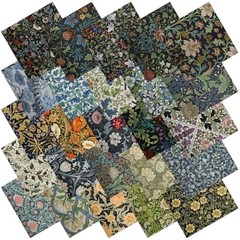 25 Pcs William Morris Flower Quilting Fabric Squares 10×10 Cotton Precut Kit