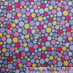 BonEful Fabric FQ Cotton Quilt Gray Pink Purple POLKA Dot Bubble Calico Minnie S