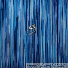 BonEful Fabric FQ Cotton Quilt Navy Blue Aqua Stripe Fusion Peacock Ocean Water