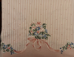 Pink & White Stripe Fabric with Single Scalloped, Floral Border – 70″ x 35″ wide