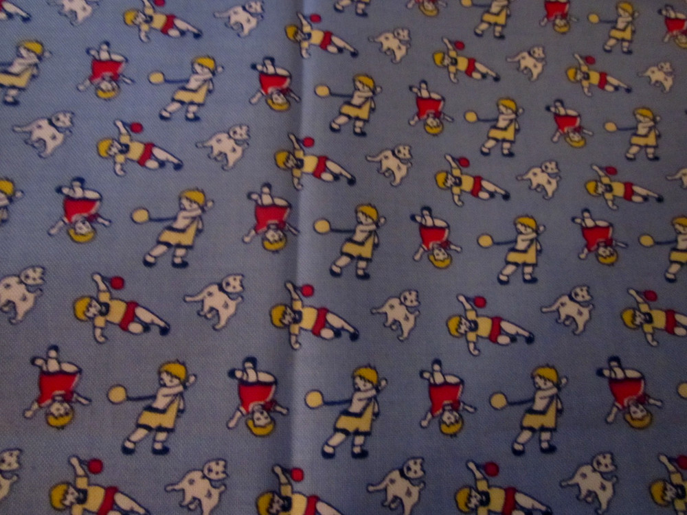 F7455, 1930’s reproductions, blue with children playing, no name on selvedge,