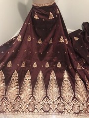 Burgundy Black Gold Iridescent Border Embroidery Sequins Fabric 50” Width 1 Yard