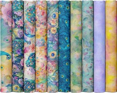 Wild Beauty Peacocks on Floral Panel or Fabric Your Choice 44″ Wide
